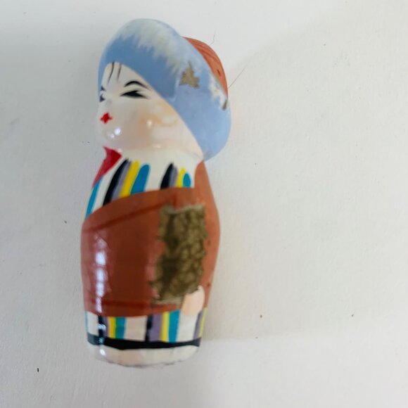 Folk Art Mini Kokeshi Clay Dolls Set of 6 Collectible Figurines Hand Painted - Picture 11 of 16